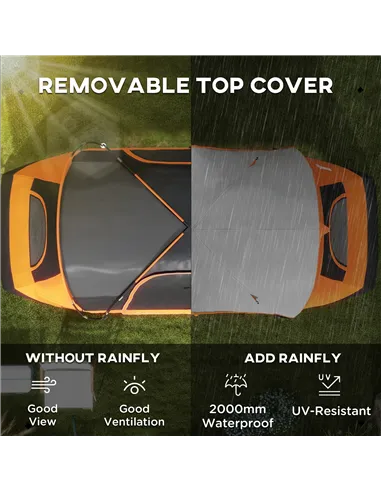 Outsunny Six-Man Tent, with Two Rooms, Small Rainfly and Accessories - Orange