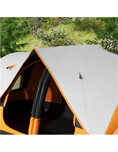 Outsunny Six-Man Tent, with Two Rooms, Small Rainfly and Accessories - Orange