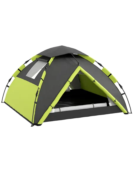 Outsunny Two-Man One Room Camping Tent, with Accessories - Green