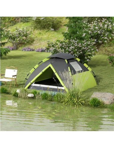 Outsunny Two-Man One Room Camping Tent, with Accessories - Green