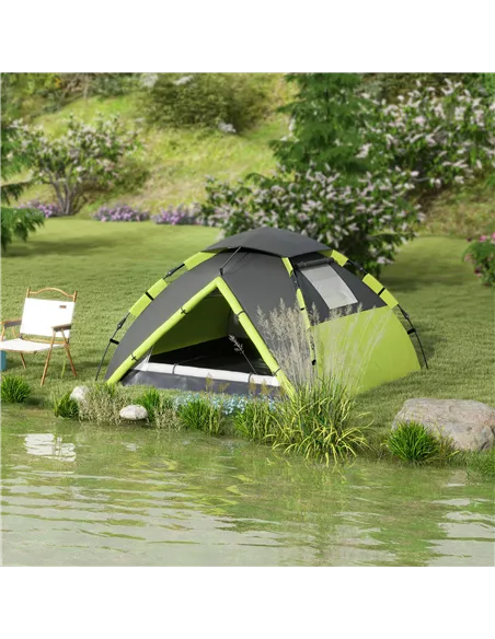 Outsunny Two-Man One Room Camping Tent, with Accessories - Green