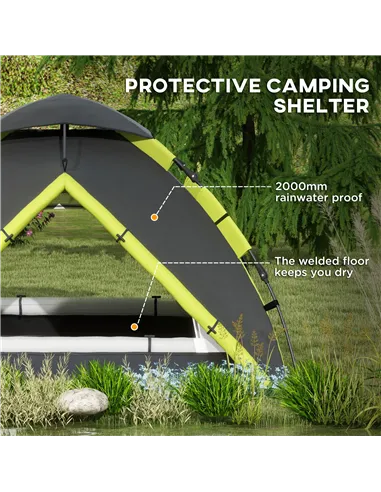 Outsunny Two-Man One Room Camping Tent, with Accessories - Green