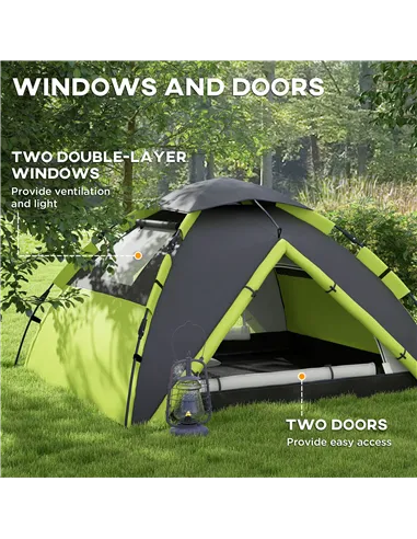 Outsunny Two-Man One Room Camping Tent, with Accessories - Green
