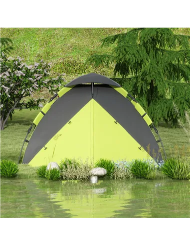 Outsunny Two-Man One Room Camping Tent, with Accessories - Green