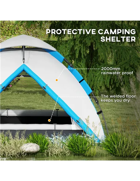 Outsunny Two-Man One Room Camping Tent, with Accessories - Blue