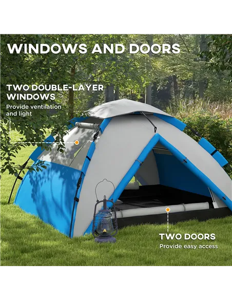 Outsunny Two-Man One Room Camping Tent, with Accessories - Blue
