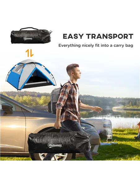 Outsunny Two-Man One Room Camping Tent, with Accessories - Blue