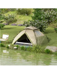 Outsunny Two-Man One Room Camping Tent, with Accessories - Dark Green 2