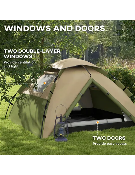 Outsunny Two-Man One Room Camping Tent, with Accessories - Dark Green