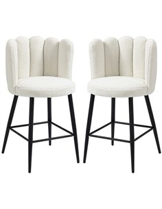 HOMCOM Bar Stools Set of 2, Faux Cashmere Upholstered Breakfast Bar Chairs, Modern Kitchen Stools with Backs, Footrest and Steel