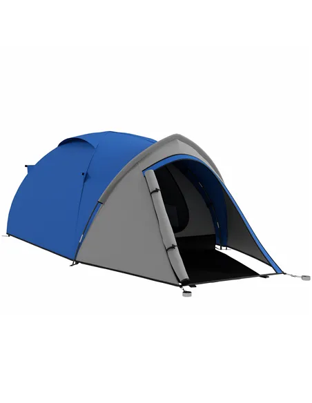 Outsunny Two-Man Dome Tent, with Front Vestibule - Blue/Grey