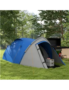 Outsunny Two-Man Dome Tent, with Front Vestibule - Blue/Grey 2