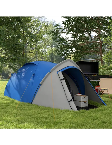 Outsunny Two-Man Dome Tent, with Front Vestibule - Blue/Grey