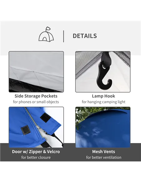 Outsunny Two-Man Dome Tent, with Front Vestibule - Blue/Grey