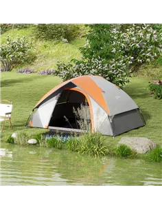 Outsunny Two Man Single Room Dome Tent, with Accessories - Orange/Grey 2