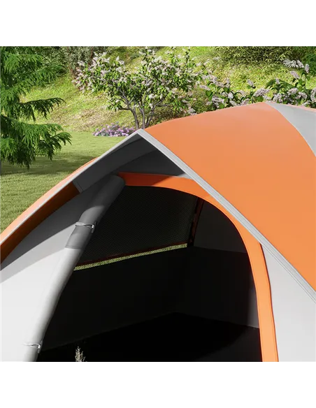 Outsunny Two Man Single Room Dome Tent, with Accessories - Orange/Grey