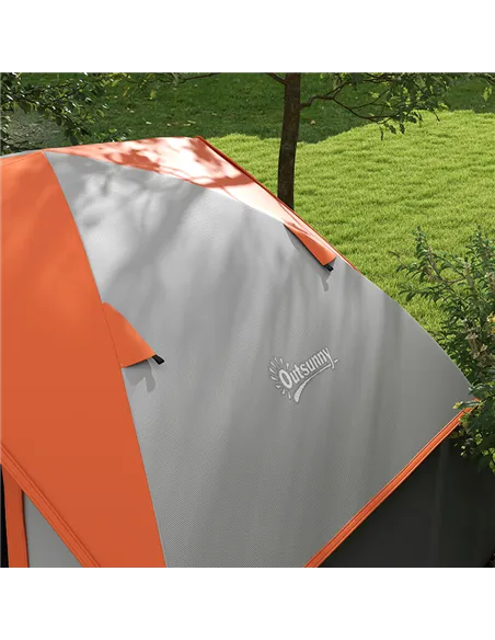 Outsunny Two Man Single Room Dome Tent, with Accessories - Orange/Grey
