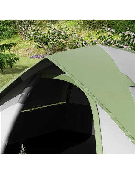 Outsunny Two Man Single Room Dome Tent, with Accessories - Green/Grey