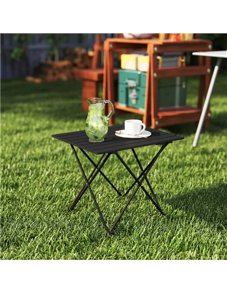 Outsunny Folding Camping Table, Lightweight Metal Picnic Table with Carry Bag, Foldable Table for Outdoor Camping, Picnic, Hikin