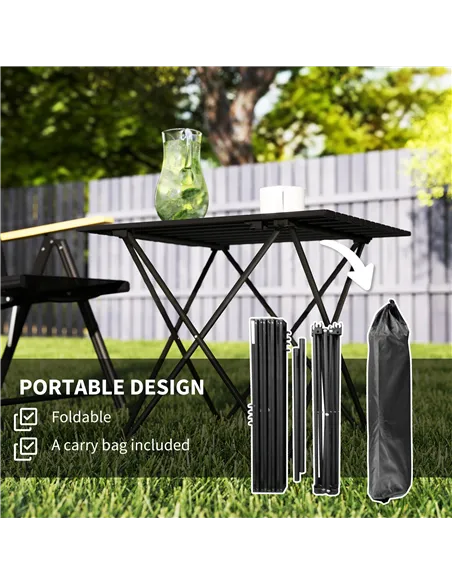 Outsunny Folding Camping Table, Lightweight Metal Picnic Table with Carry Bag, Foldable Table for Outdoor Camping, Picnic, Hikin