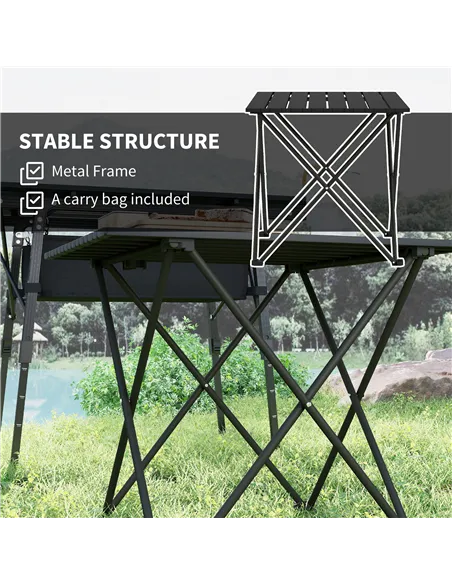 Outsunny Folding Camping Table, Lightweight Metal Picnic Table with Carry Bag, Foldable Table for Outdoor Camping, Picnic, Hikin