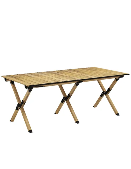 Outsunny Portable Camping Table, 4ft Aluminium Folding Table with Roll-Up Top, Picnic Table for Indoor, Outdoor, Party, BBQ, Bea