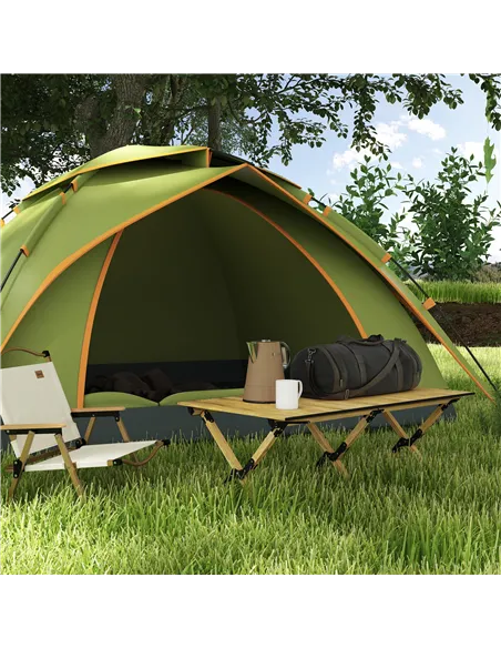 Outsunny Portable Camping Table, 4ft Aluminium Folding Table with Roll-Up Top, Picnic Table for Indoor, Outdoor, Party, BBQ, Bea