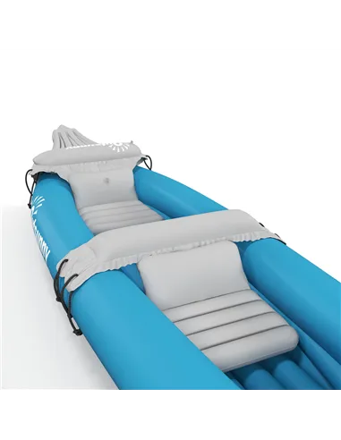 Outsunny Inflatable Kayak, Two-Person Inflatable Canoe Boat Set with Air Pump, Aluminium Oars, 318 x 80 x 50cm - Blue