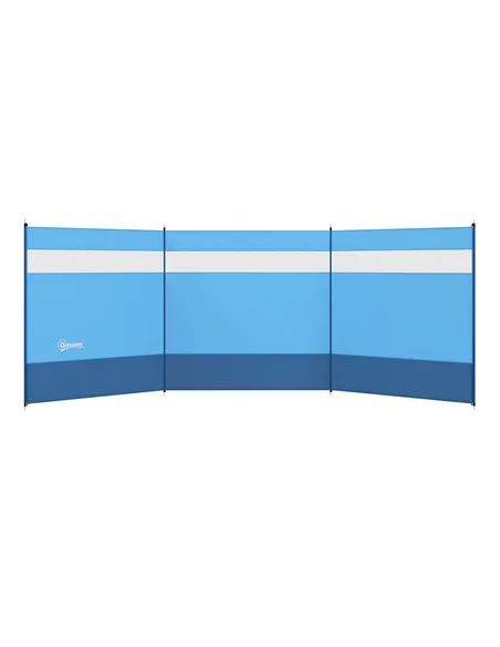 Outsunny Camping Windbreaker with Clear Windows, Carry Bag and Steel Poles, for Beach Caravan Campervan, 440 x 140cm, Blue