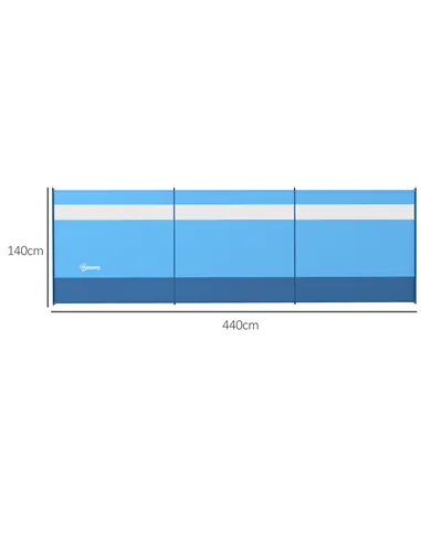 Outsunny Camping Windbreaker with Clear Windows, Carry Bag and Steel Poles, for Beach Caravan Campervan, 440 x 140cm, Blue