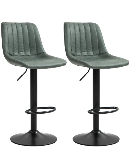 HOMCOM Set of Two Retro Tub Bar Stools - Green