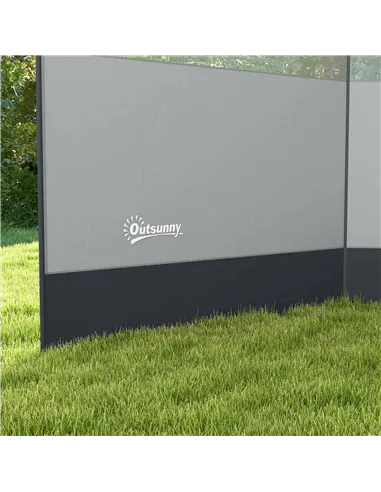 Outsunny Camping Windbreaker with Clear Windows, Carry Bag and Steel Poles, for Beach Caravan Campervan, 440 x 140cm, Grey