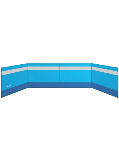 Outsunny Camping Windbreaker with Clear Windows, Carry Bag and Steel Poles, for Beach Caravan Campervan, 725 x 140cm, Blue