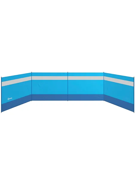 Outsunny Camping Windbreaker with Clear Windows, Carry Bag and Steel Poles, for Beach Caravan Campervan, 725 x 140cm, Blue