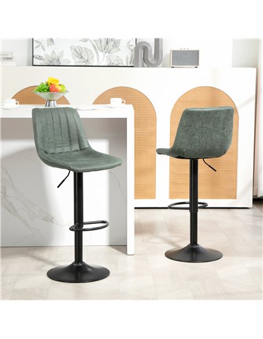 HOMCOM Set of Two Retro Tub Bar Stools - Green