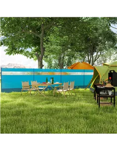 Outsunny Camping Windbreaker with Clear Windows, Carry Bag and Steel Poles, for Beach Caravan Campervan, 725 x 140cm, Blue 2