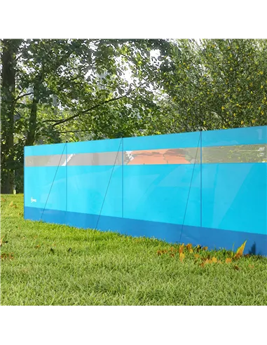 Outsunny Camping Windbreaker with Clear Windows, Carry Bag and Steel Poles, for Beach Caravan Campervan, 725 x 140cm, Blue