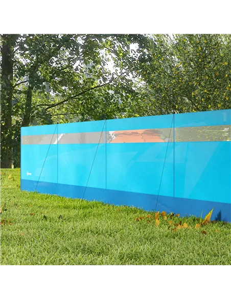 Outsunny Camping Windbreaker with Clear Windows, Carry Bag and Steel Poles, for Beach Caravan Campervan, 725 x 140cm, Blue