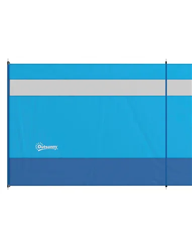 Outsunny Camping Windbreaker with Clear Windows, Carry Bag and Steel Poles, for Beach Caravan Campervan, 725 x 140cm, Blue