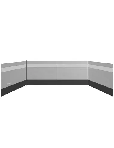 Outsunny Camping Windbreaker with Clear Windows, Carry Bag and Steel Poles, for Beach Caravan Campervan, 725 x 140cm, Grey