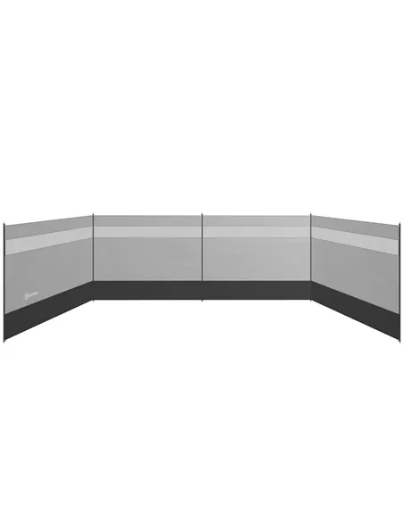 Outsunny Camping Windbreaker with Clear Windows, Carry Bag and Steel Poles, for Beach Caravan Campervan, 725 x 140cm, Grey