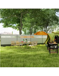 Outsunny Camping Windbreaker with Clear Windows, Carry Bag and Steel Poles, for Beach Caravan Campervan, 725 x 140cm, Grey 2