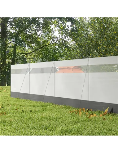 Outsunny Camping Windbreaker with Clear Windows, Carry Bag and Steel Poles, for Beach Caravan Campervan, 725 x 140cm, Grey