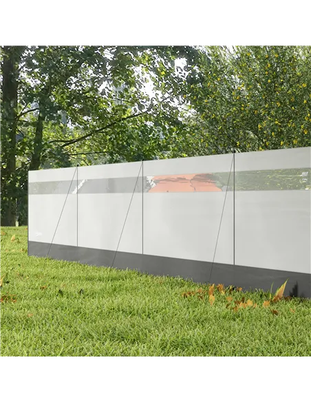 Outsunny Camping Windbreaker with Clear Windows, Carry Bag and Steel Poles, for Beach Caravan Campervan, 725 x 140cm, Grey