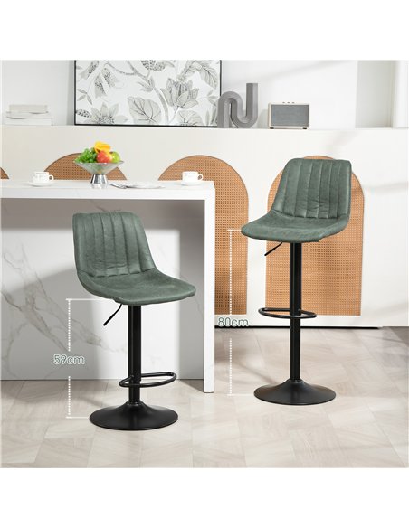 HOMCOM Set of Two Retro Tub Bar Stools - Green