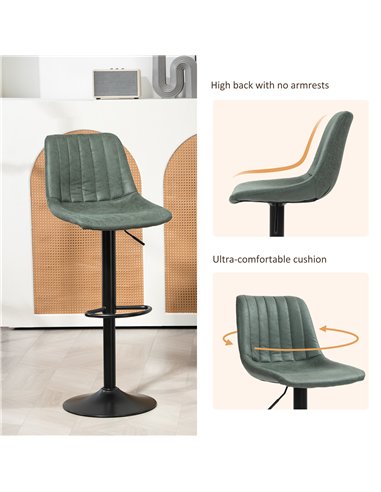 HOMCOM Set of Two Retro Tub Bar Stools - Green