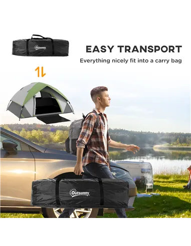 Outsunny Camping Tent with Inflatable Mattress, 2-3 Person Dome Tent with Air Bed and Sewn-in Groundsheet, Portable 3000mm Water