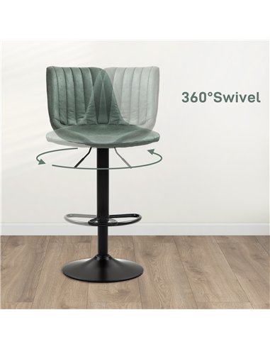 HOMCOM Set of Two Retro Tub Bar Stools - Green