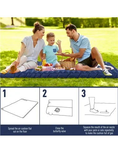 Outsunny Camping Tent with Inflatable Mattress and Camping Chair, 2-3 Person Dome Tent with Sewn-in Groundsheet, Portable 3000mm