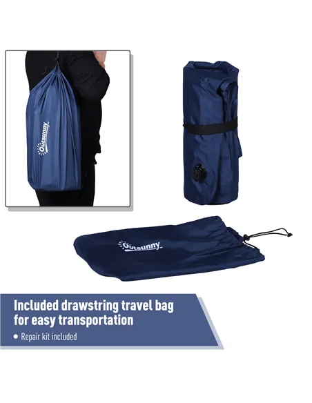 Outsunny Camping Tent with Inflatable Mattress and Camping Chair, 2-3 Person Dome Tent with Sewn-in Groundsheet, Portable 3000mm